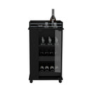 Bar Cart With Glass Door, 2 Side Shelves And Casters - Black by HouseOfZazla