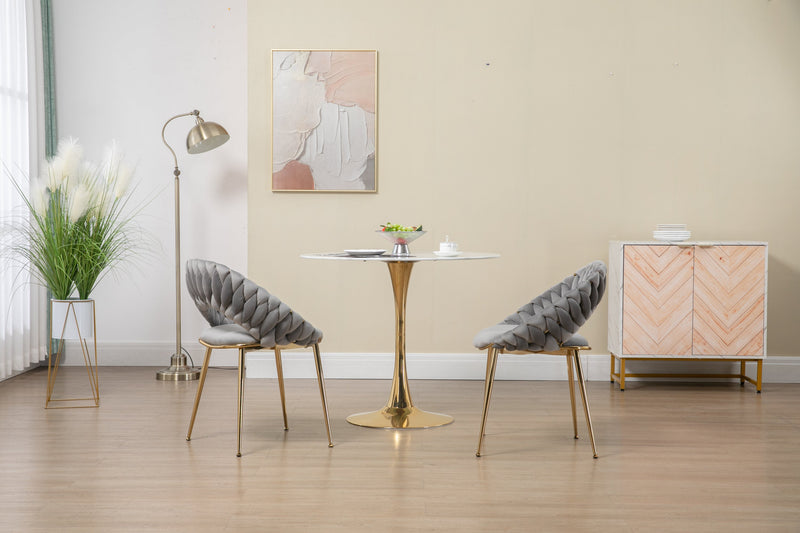 Accent Chairs Set of 2, Velvet Side Chairs with Gold Legs, Mid-Century Upholstered Dining Chairs for Living Room, Kitchen, Bedroom, Beauty Room