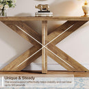 Long Console Table With Geometric Base - Oak by HouseOfZazla