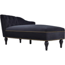 Velvet Chaise Lounge, Button Tufted Right Arm Facing Lounge Chair With Nailhead Trim For Living Room - Black by HouseOfZazla