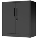 Heavy Duty Storage Cabinet With Lock, 2 Door File Cabinet With 2 Adjustable Shelves - Black