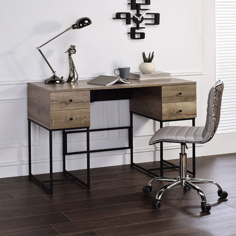 Desirre - Writing Desk With USB - Rustic Oak & Black, photo 3 of 6