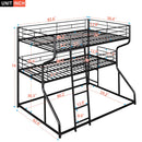 Industrial Triple Bunk Bed With Dual Ladders Frame, Space Saving Design by HouseOfZazla