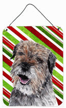 Border Terrier Candy Cane Christmas Aluminium Metal Wall or Door Hanging Prints