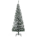 HOMCOM 6' Tall Unlit Snow-Flocked Slim Artificial Christmas Tree