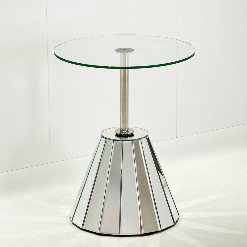 Mirrored Coffee Table Side Table Tempered Glass Desktop Round End Table Small End Table Side Table Coffee Table Bedside Table Night Stand for Living Room Bedroom