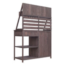 Potting Bench With 5 Drawer Storage And Slatted Back Panel, Garden Workstation - Brown by HouseOfZazla
