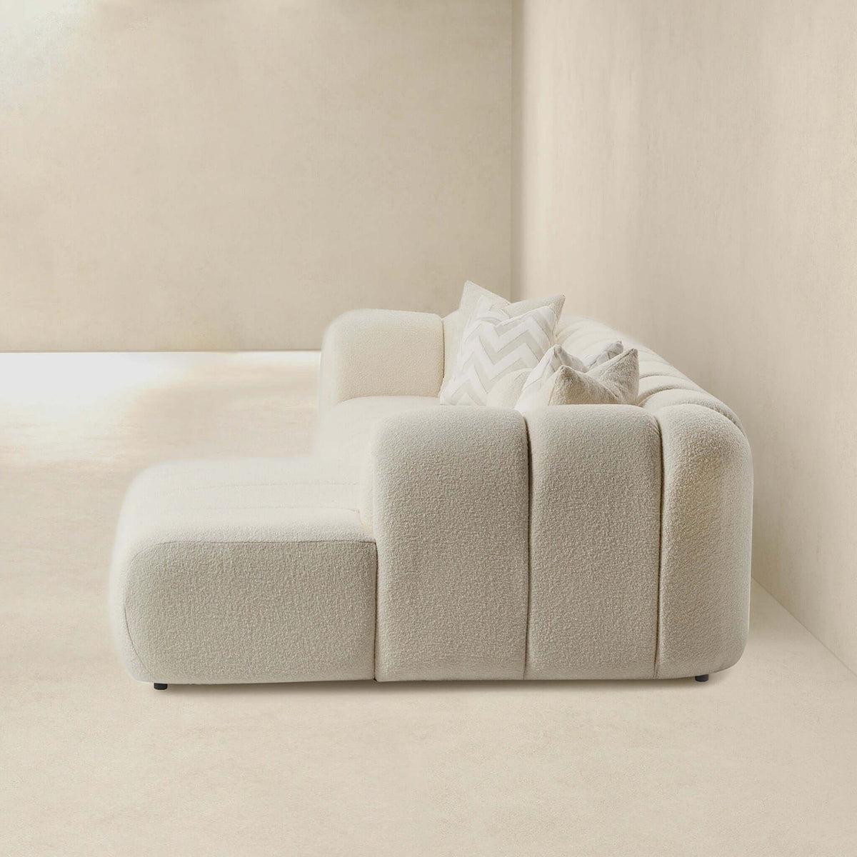 Beatrice - Modern Tufted Right Sectional Sofa - Ivory, photo 8 of 15