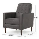 Macedonia - Mid Century Modern Button Tufted Fabric Recliner - Slate by HouseOfZazla