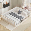 Wood Full Size Upholstered Platform Bed with Guardrail and Pillow by HouseOfZazla
