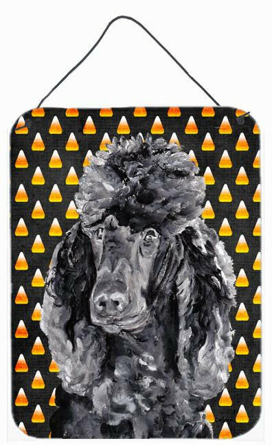 Black Standard Poodle Candy Corn Halloween Wall or Door Hanging Prints SC9650DS1216