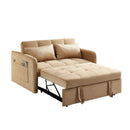 55.5"Twins Pull Out Sofa Bed Khaki Velvet