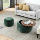 Round Storage Ottoman, 2 In 1 Function, End Table And Ottoman by HouseOfZazla