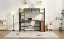 Loft Bed & 3 Layers Of Shelves And L-Shaped Desk