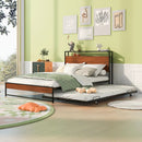 Platform Bed Frame With Trundle, USB Ports And Slat Support, No Box Spring Needed by HouseOfZazla
