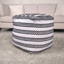 Lani - Handcrafted Fabric Pouf, Durable Cotton Square - Natural / Black by Unique Piece Furniture