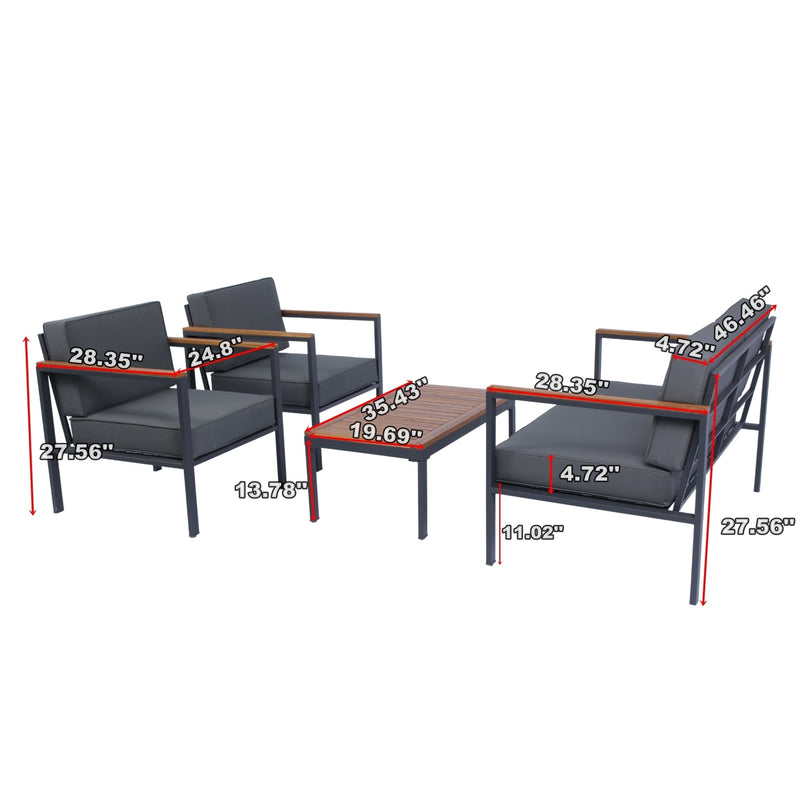 Walker Edison | 4 Piece Outdoor Sofa Chat Set