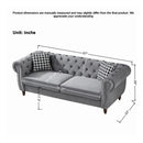 Chesterfield Upholstery Fabric Sofa With Roll Armrest & Nailhead, Mid Century Modern 3 And 3 Seater Couch by Unique Piece Furniture