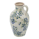7.5x7.3x12" White Ceramic Vase with Blueberry Motif by HouseOfZazla