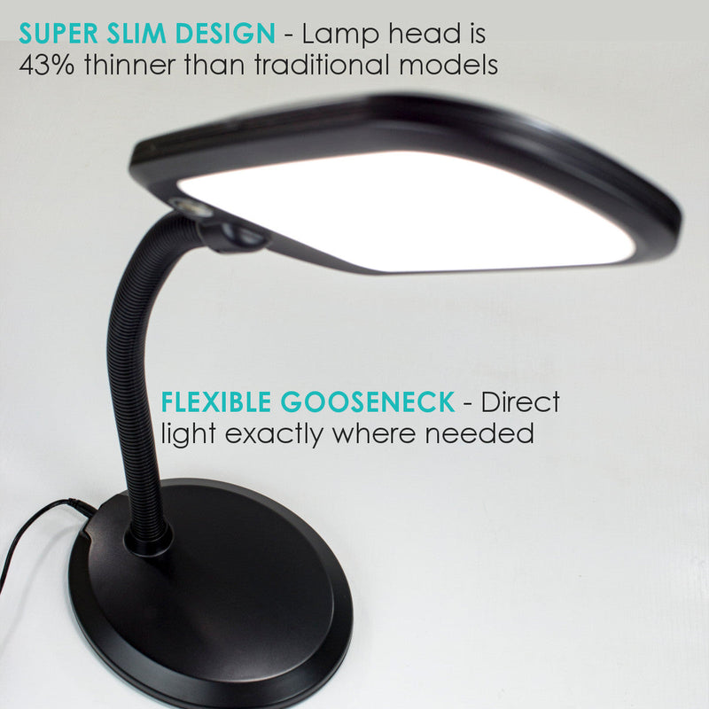 26"H Slim Design LED Bright Reader Natural Daylight Full Spectrum Desk Lamp Black