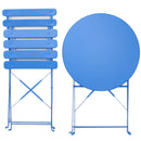 3 Pieces Patio Bistro Balcony Metail Chair Table Set-Blue