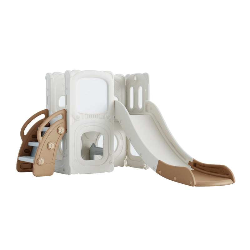 5 in 1 T oddler Slide and Swing Set, Kids Playground Climber Slide Playset with Drawing Whiteboard, Freestanding Combination for Babies