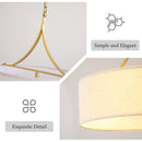 3-Light Gold Fabric Drum Pendant Light