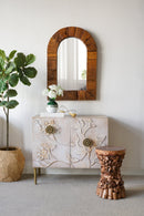 Brown Mulberry and Paulownia Wood Accent Table with Organic Tree Root Base