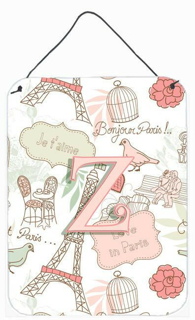 Letter Z Love in Paris Pink Wall or Door Hanging Prints CJ2002-ZDS1216