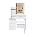 Modern Vanity Desk With 3 LED Lighting Modes, 4 Drawers by HouseOfZazla