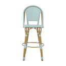 29.5' Outdoor PE Rattan and Aluminum French Barstools, Set of 2