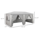 19 x 10' Pop Up Canopy Tent with 6 Removable Sidewalls, 4 Windows, Large Ez Up Canopy with Adjustable Height, Instant Shelter Gazebo for Outdoor Events, Party, Wedding, Gray