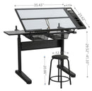 Hand Crank Adjustable Drafting Table Drawing Desk With 2 Metal Drawers With Stool by HouseOfZazla