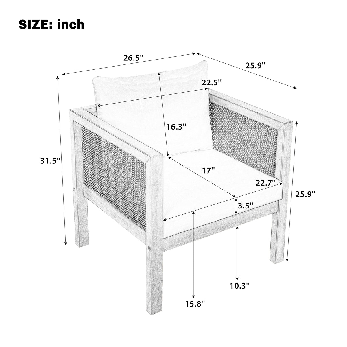 4 Pieces Patio Sofa Set - Outdoor Seating Group for 5, photo 8 of 10