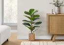 28" Tall, Artificial Plant, Fiddle Tree, Indoor, Faux, Fake, Floor, Greenery, Potted, Real Touch, Decorative - Green / Beige