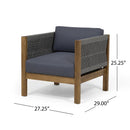 Charlotte Outdoor And Rope 4 Seater Chat Set With Cushions - Teak by HouseOfZazla