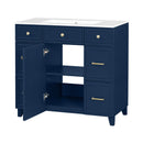 Bathroom Vanity With Ceramic Sink, Soft Close Doors, Adjustable Shelves by HouseOfZazla