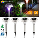 4Packs Solar Garden Lights Outdoor IP44 Waterproof Solar Pathway Lights Color Changing Landscape Lamps 10Hrs Lawn Lighting for Yard Driveway Walkway