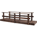 7' Wooden Garden Bridge with Safety Rails, Backyard Footbridge for Ponds, Creeks, Streams, Stained Finish