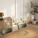 Willow - 8 Lights Island With Clear Ribbed Pendant Lamp Satin - Antique Brass / Clear / Gold by HouseOfZazla