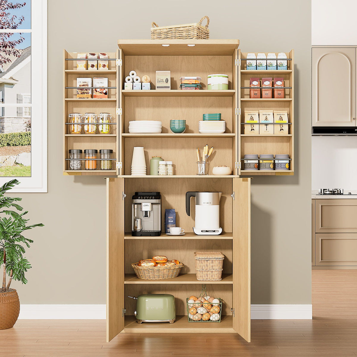 Kitchen Pantry Cabinet With 6 Doors, photo 5 of 14