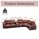 6 Piece Modular Sectional Sofa With 2 Cup Holders, Adjustable Recliners - Dark Brown by HouseOfZazla