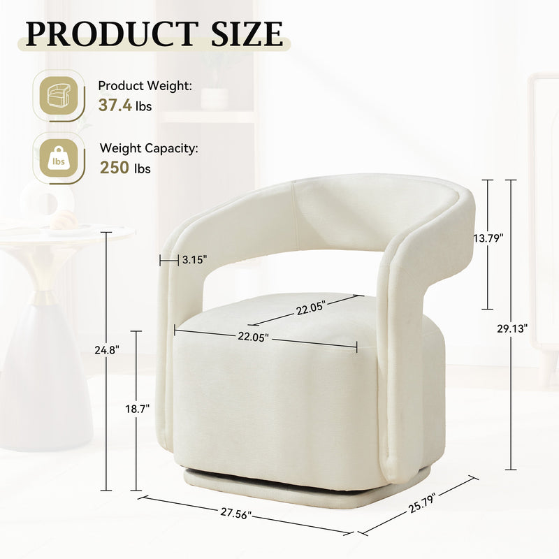 Chenille Fabric Swivel Accent Armchair, photo 2 of 9