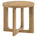 Kessler 3-piece Round Sculptural Wood Coffee Table Set Light Oak