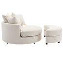 360° Swivel Accent Barrel Chair With Storage Ottoman & 4 Pillows, Modern Leisure Chair Round Accent For Living Room by HouseOfZazla