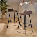 Outdoor Bar Stool With Low Backrests And Wood Seats (Set of 2) by HouseOfZazla