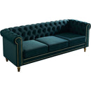 Chesterfield Velvet Sofa 84.65 inch for Living Room GREEN Color