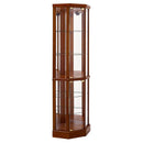 6 Shelf Lighted Corner Curio Cabinet with Adjustable Tempered Glass Shelves and Mirror Back, Oak