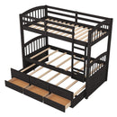 Bunk Bed With Trundle And Drawers, Arched Headboard And Footboard by Unique Piece Furniture