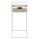 Kenneth - C Shape Side Table With Single Drawer - White